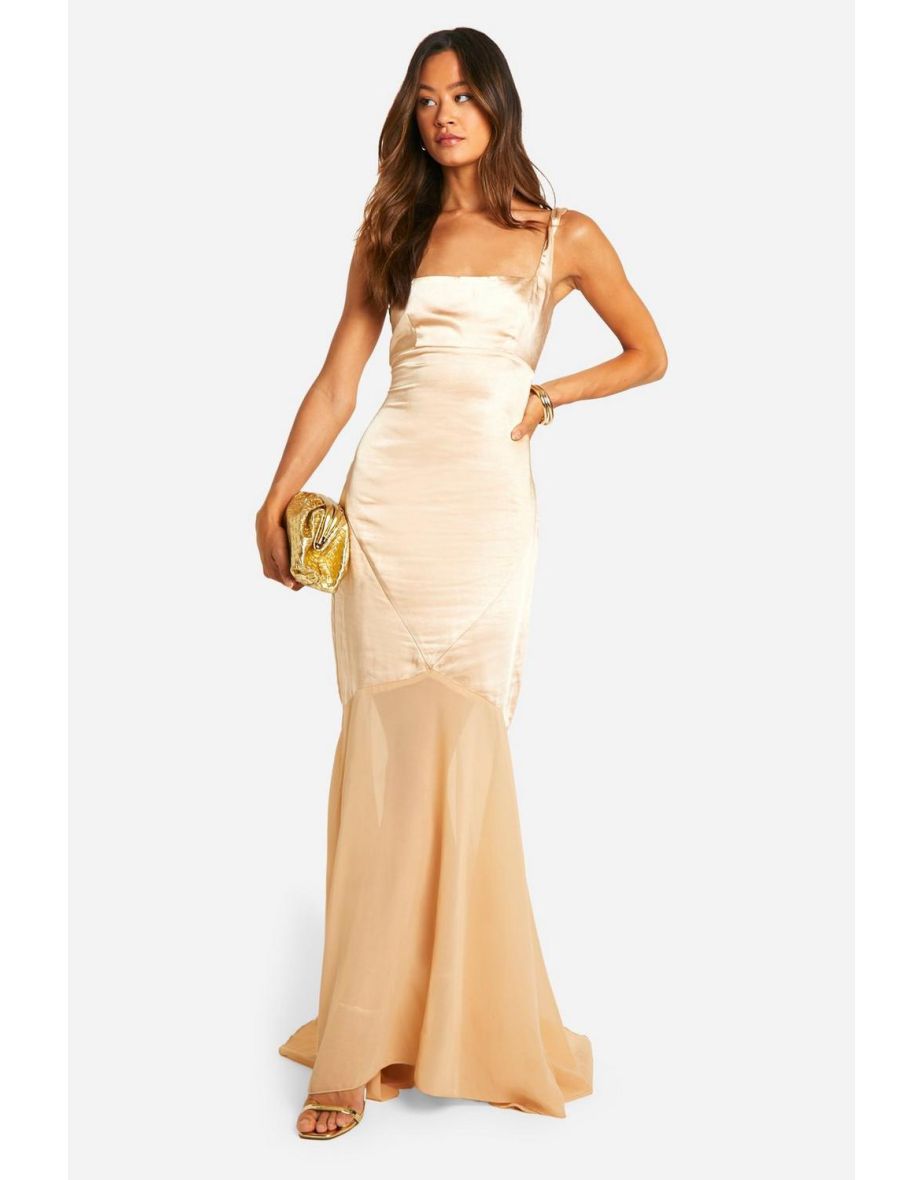 Tall Chiffon Satin Mix Maxi Dress - champagne