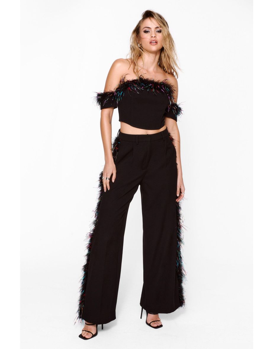 Feather Trim Bustier Top