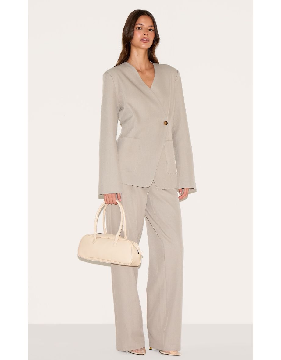 Sand Tailored Woven Asymmetric Blazer