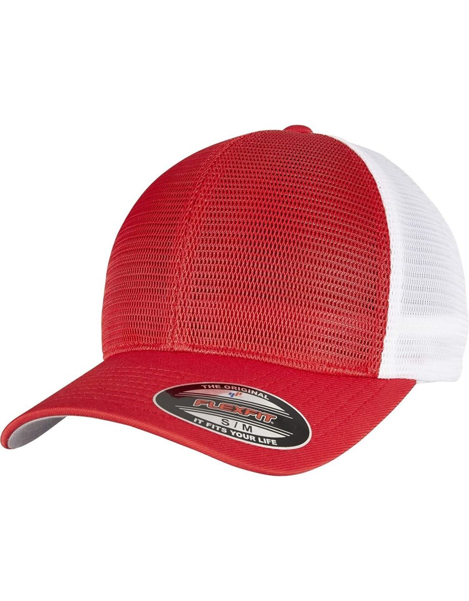 Flexfit Unisex Adult Omnimesh Mesh Two Tone Cap - Red/White