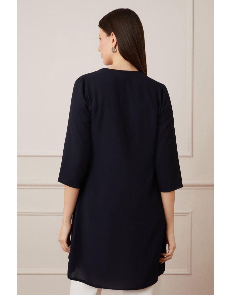 Longline Chiffon Collarless Kimono - 2