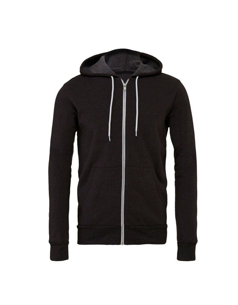 Bella + Canvas Adults Unisex Full Zip Hoodie - Dark Grey Heather
