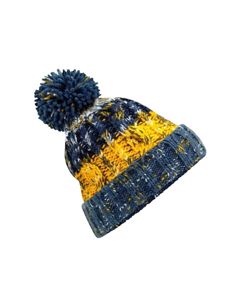Beechfield Unisex Adults Corkscrew Knitted Pom Pom Beanie Hat - Morning Frost