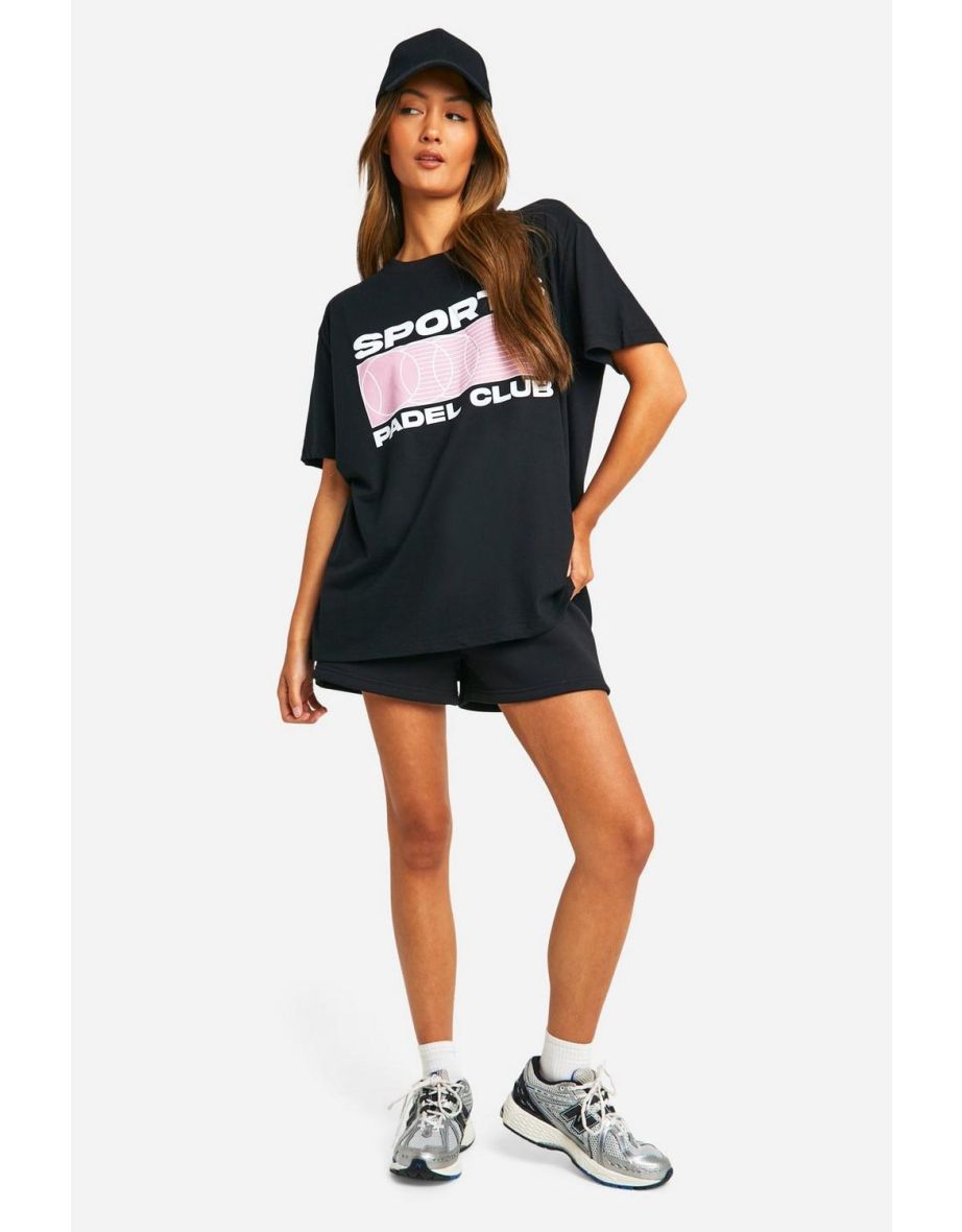 Padel Club Sports Printed Slogan Oversized T-shirt