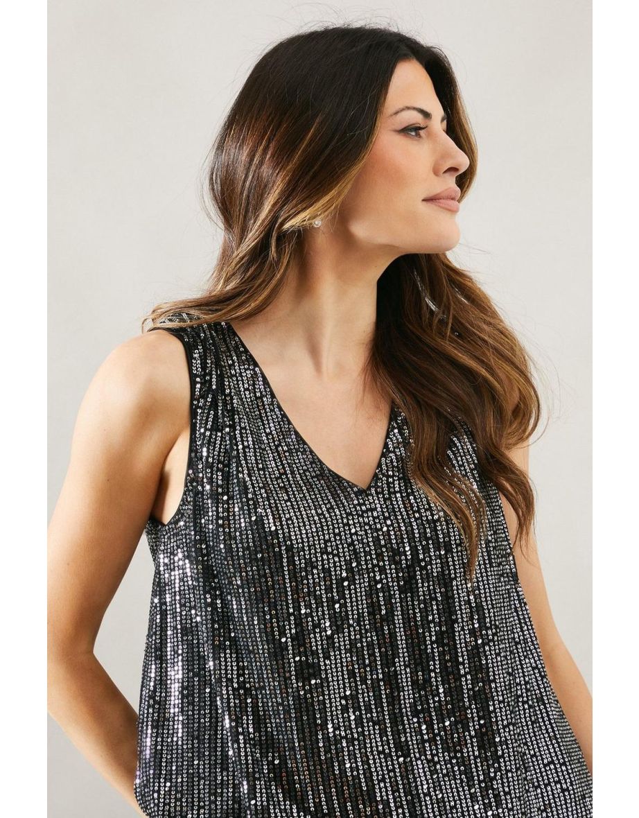 Sequin V Neck Tank top - 3
