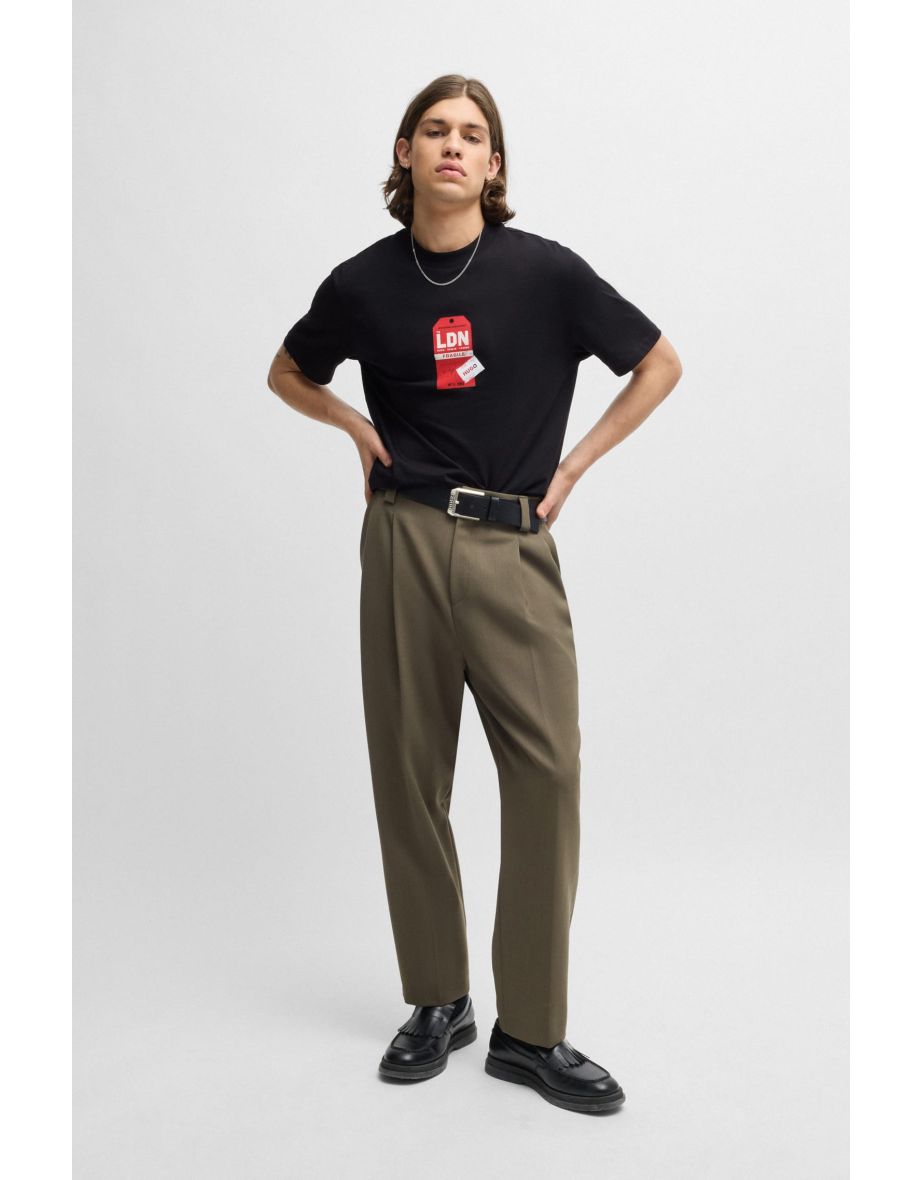 Men's Hugo Travel Tag Artwork T-Shirt in Black
