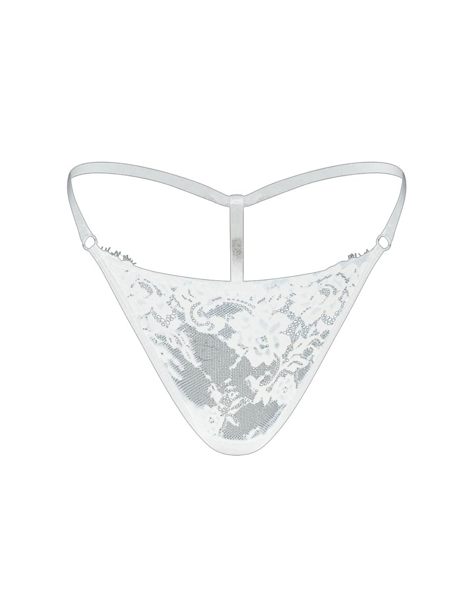 White Lace Edge Thong - 1