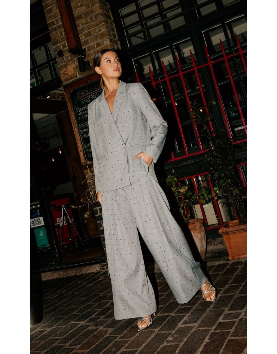 Grey and Black Diamanté Trousers by Vogue Williams
