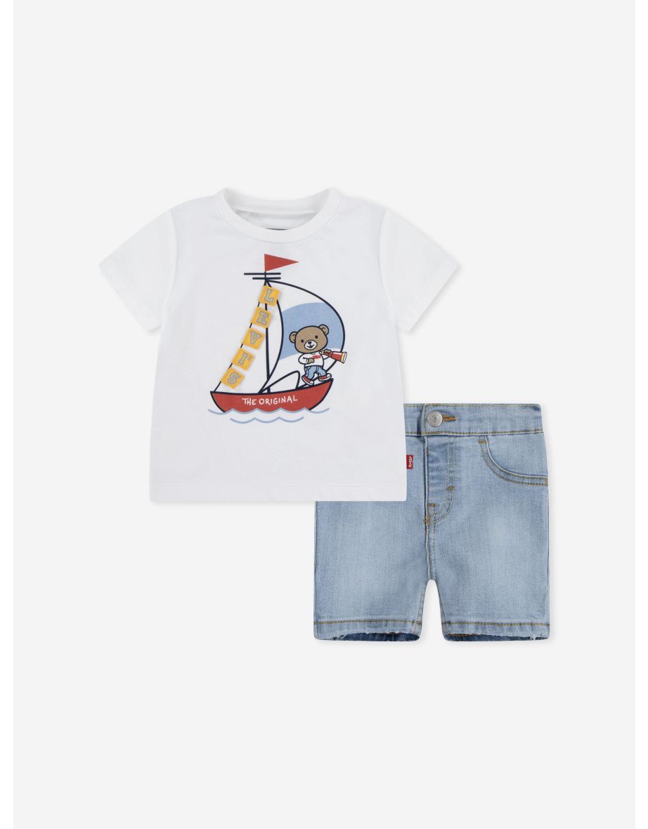 Baby Boys 3D Sailing Denim Set in White
