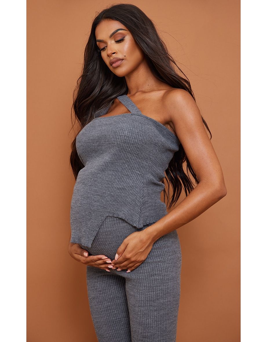 Maternity Grey Marl Knitted Bandeau Top
