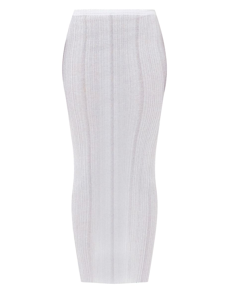 Designed by Naomi Campbell - White Sheer Knit Low Rise Maxi Skirt - 3