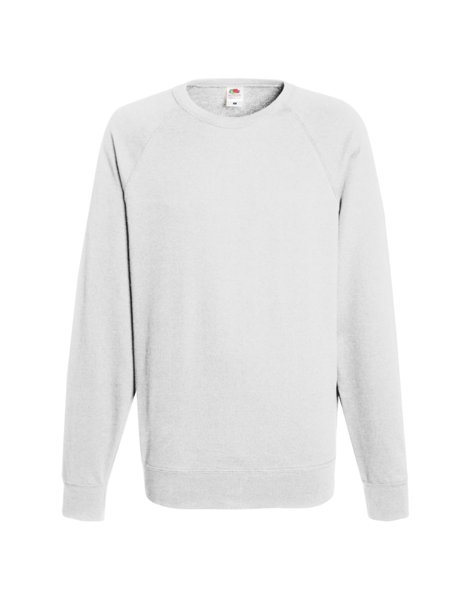 Fruit Of The Loom Mens Lightweight Raglan Sweatshirt (240 GSM) - White