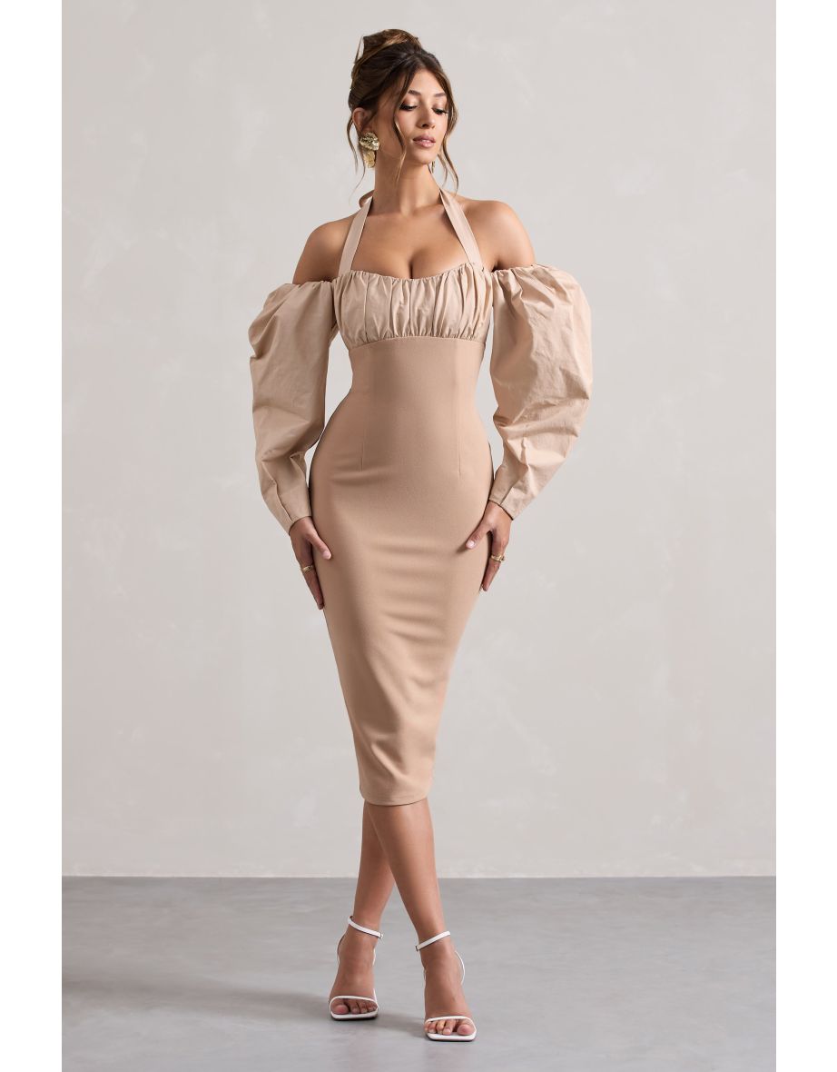 Couture Client | Champagne Halter-Neck Puff Sleeve Dress - 9