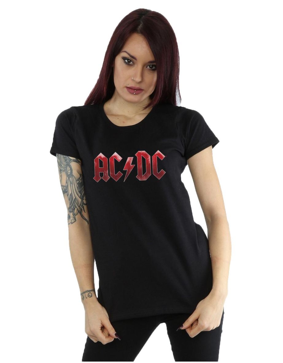 AC/DC Womens/Ladies Red Ice Logo Cotton T-Shirt - Black