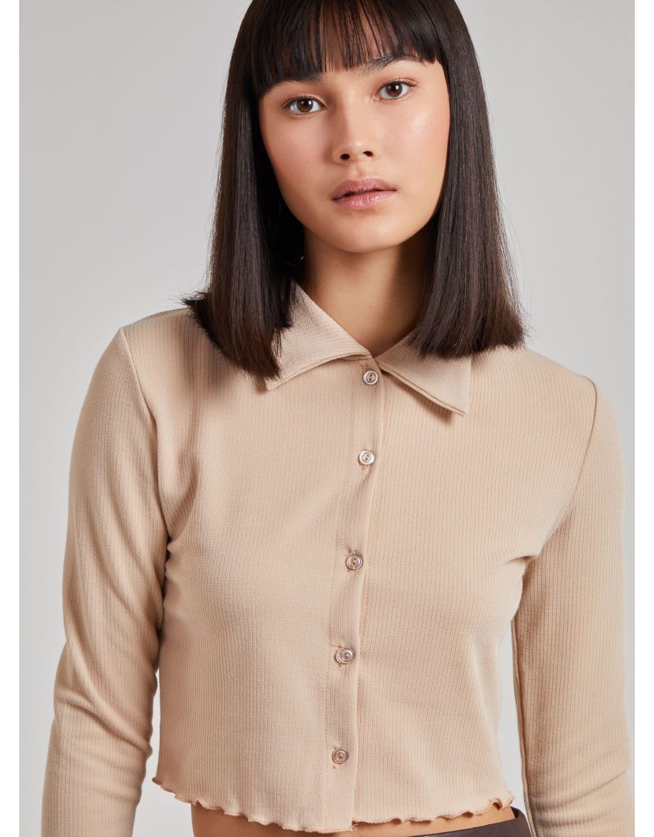 EFFECTIVE - Button Up Ribbed Crop Top