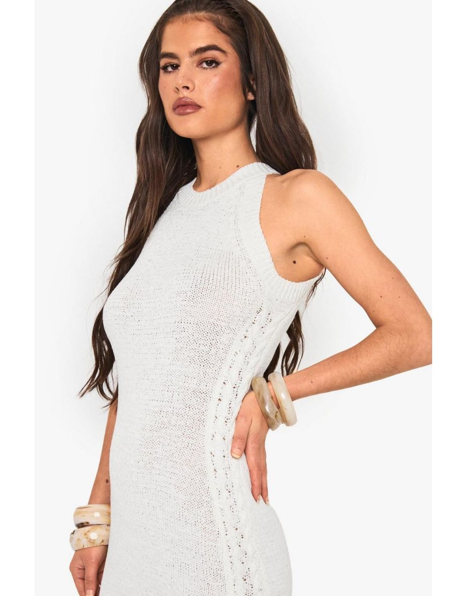 Tassel Detail Crochet Dress - cream - 3