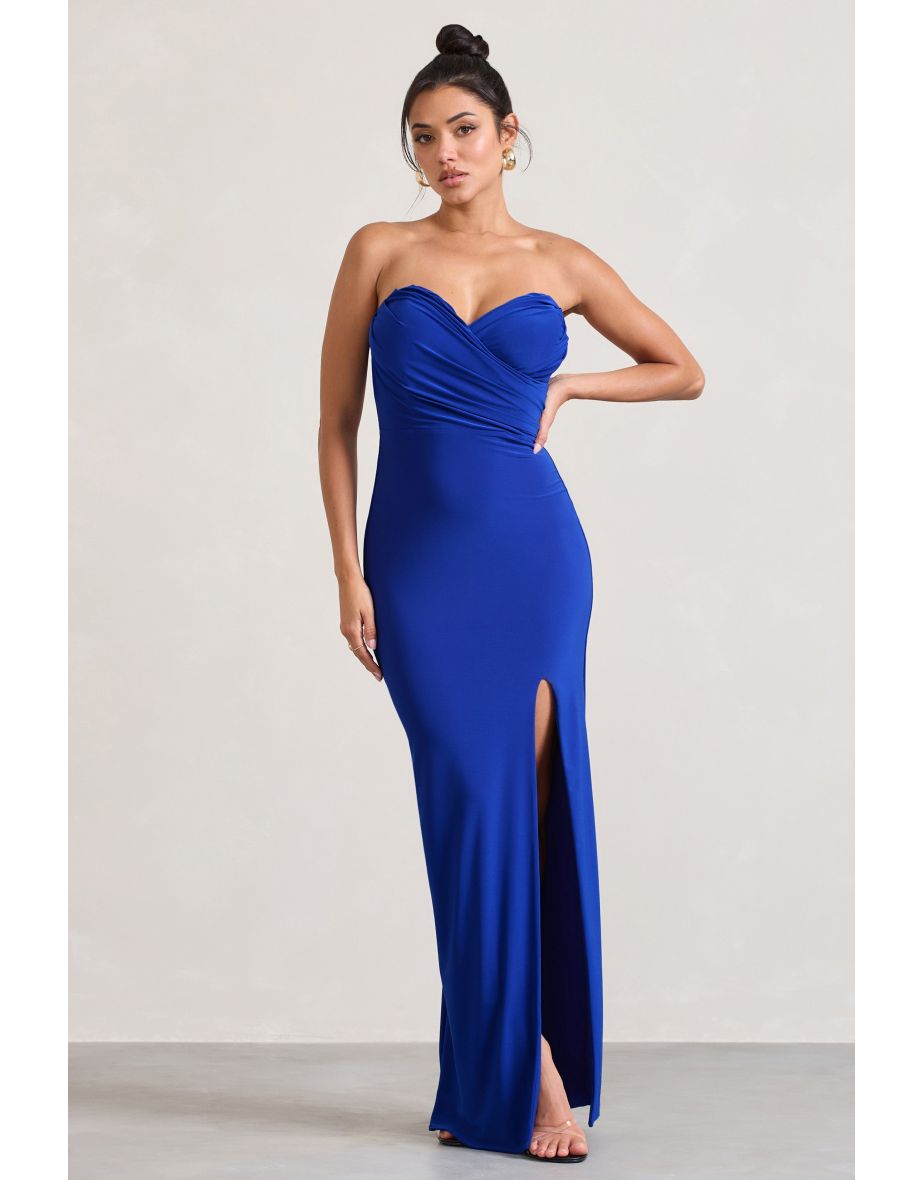 Dynamite | Royal Blue Pleated Bodice Split Maxi Dress