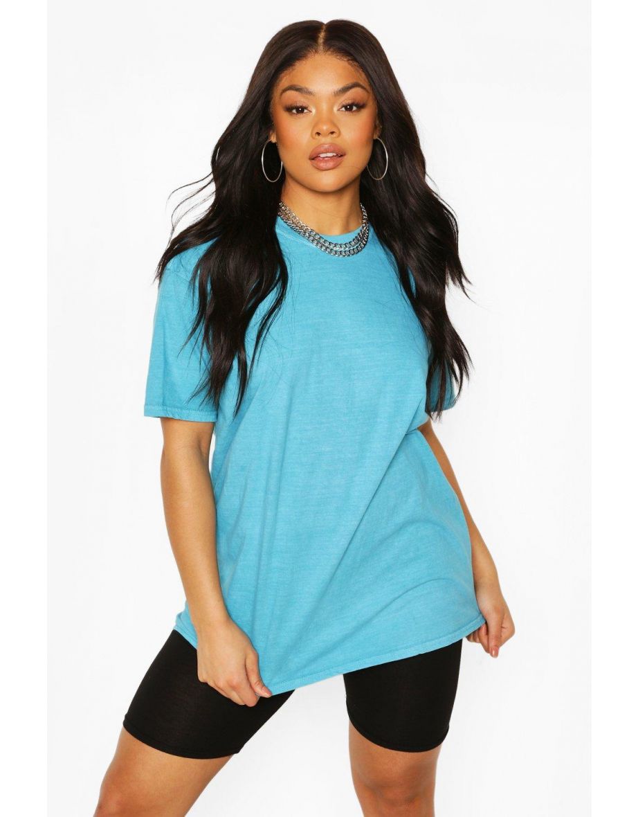 Plus Oversized Washed T-Shirt - turquoise