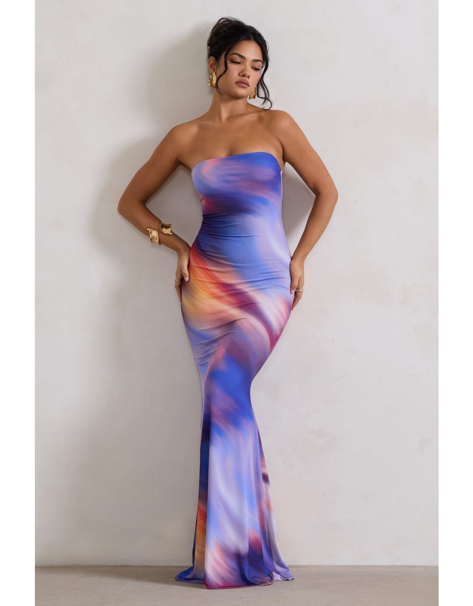 Shop Ceremony Ombre Print Bandeau Fishtail Maxi Dress Online in Bahrain VogaCloset