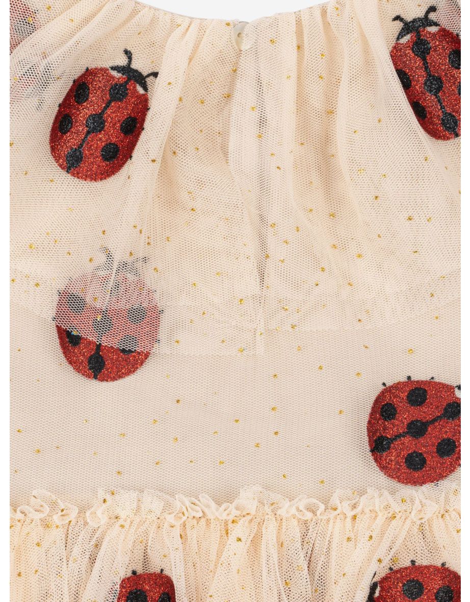 Girls Ladybug Glitter Fayette Dress in Pink - 3