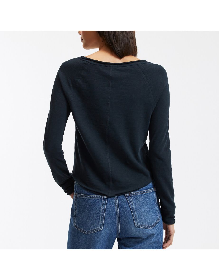 Cotton French Terry T-Shirt with Long Sleeves - 3