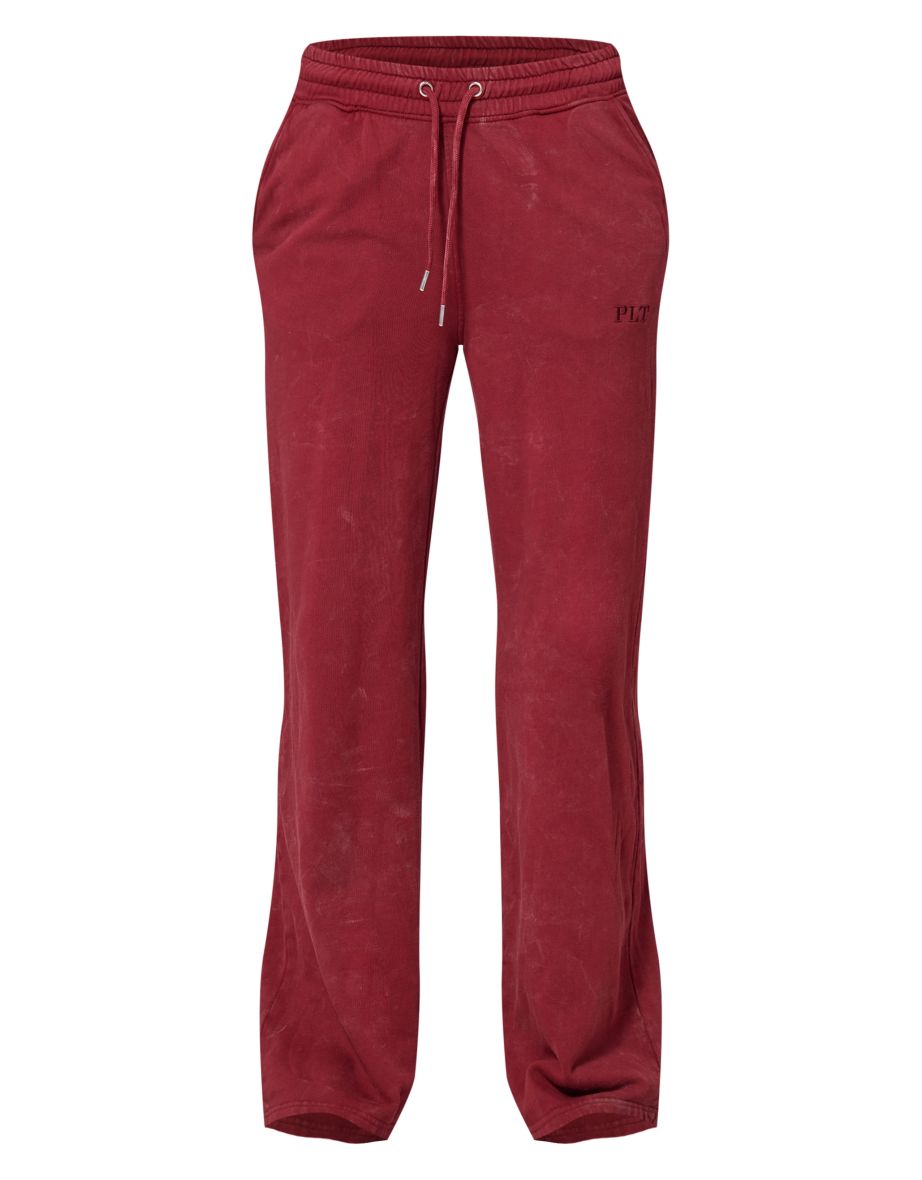 PRETTYLITTLETHING Dark Red Washed Low Rise Oversized Wide Leg Joggers - 4