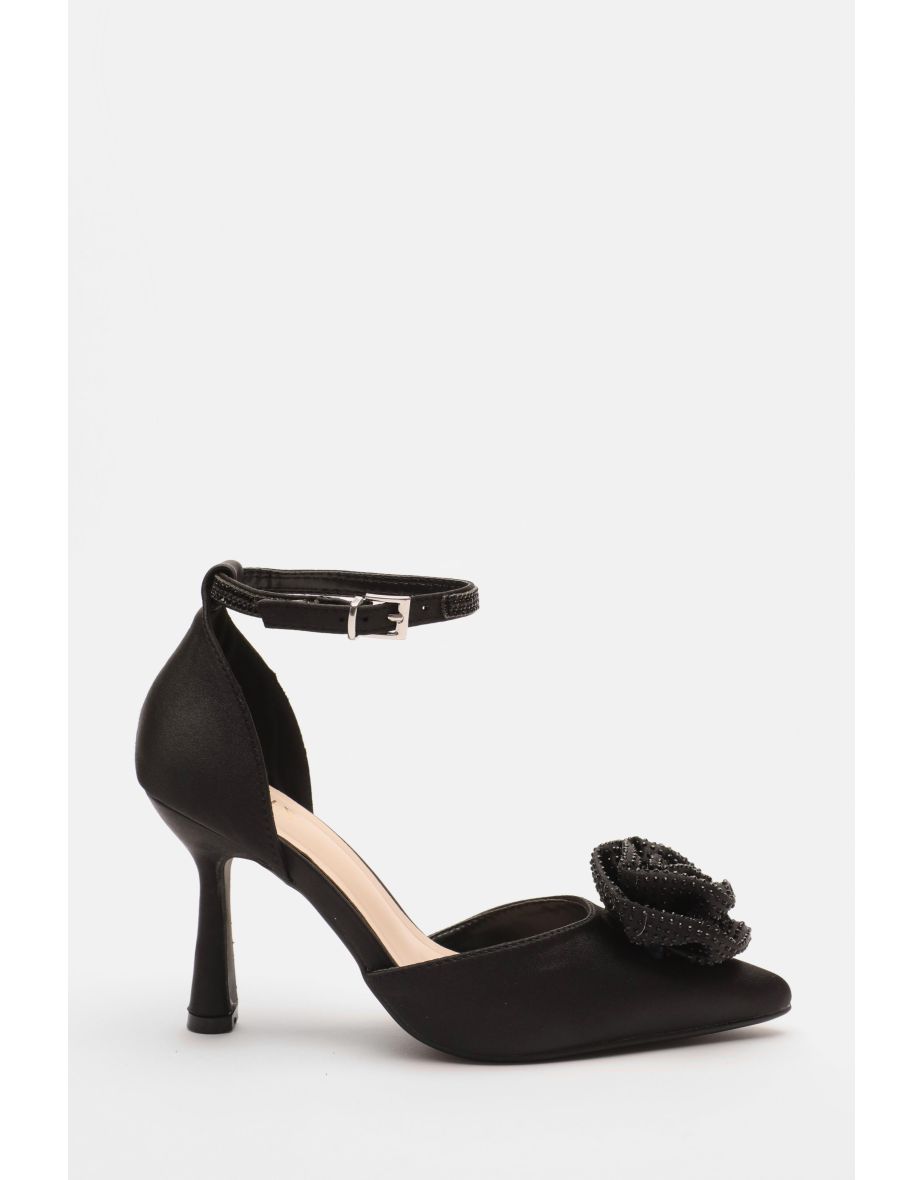 Quiz black diamante shoes top