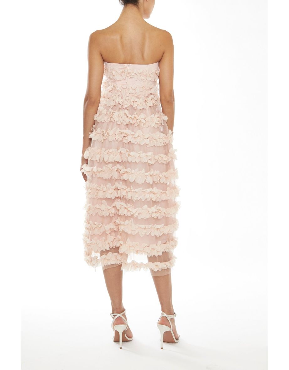 Sarah Nude 3D Applique Boned Bandeau Midi-Dress - 1