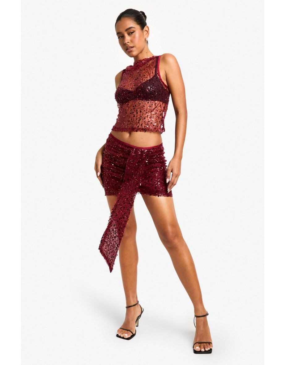 Sequin Drape Mini Skirt