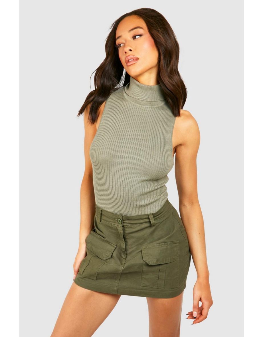 Khaki high neck top top