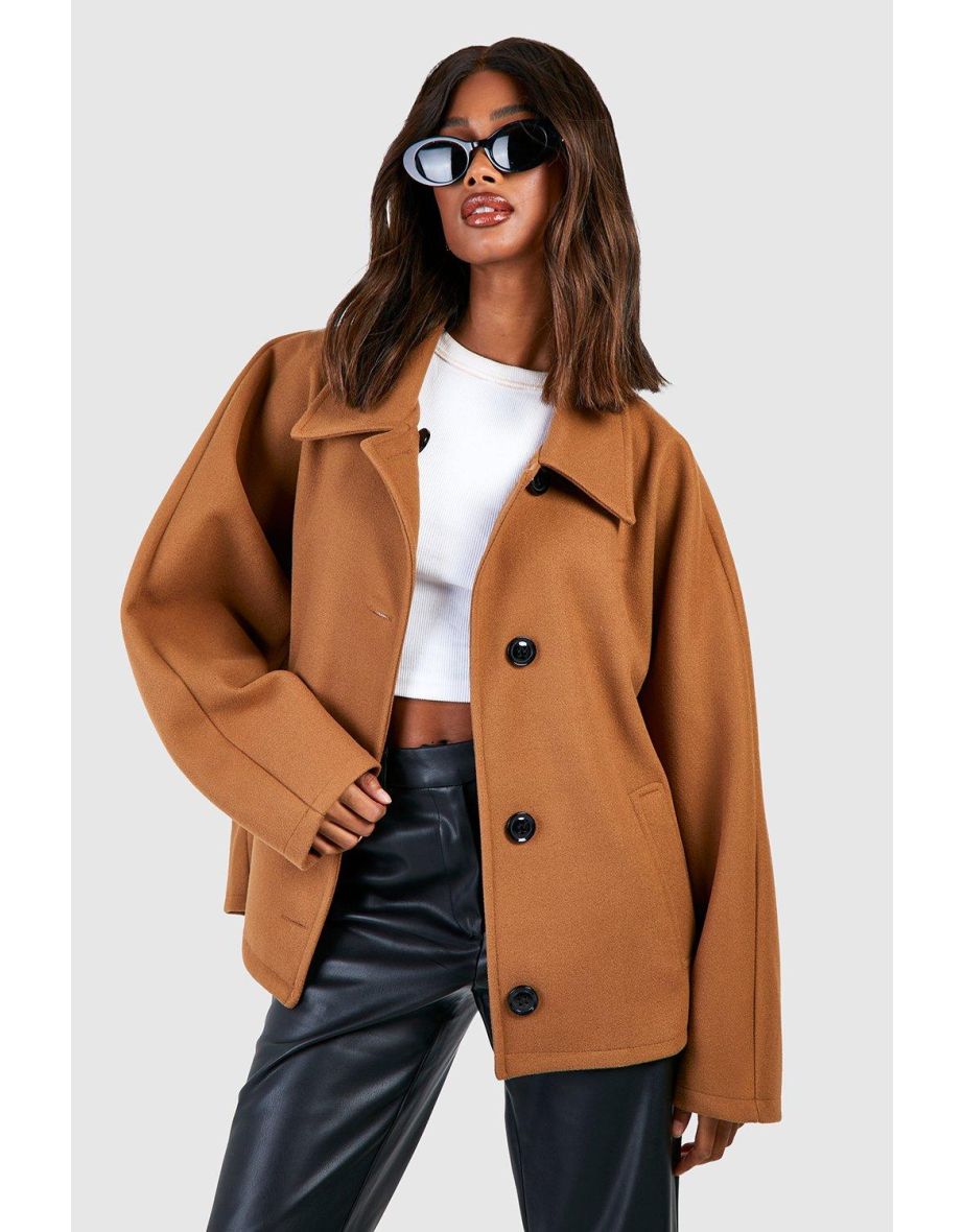 Boohoo wool look on sale coat in camel