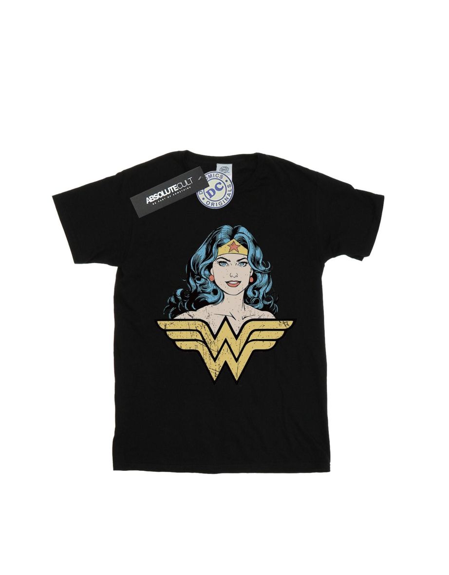 Wonder Woman Girls Gaze Cotton T-Shirt - Black - 1