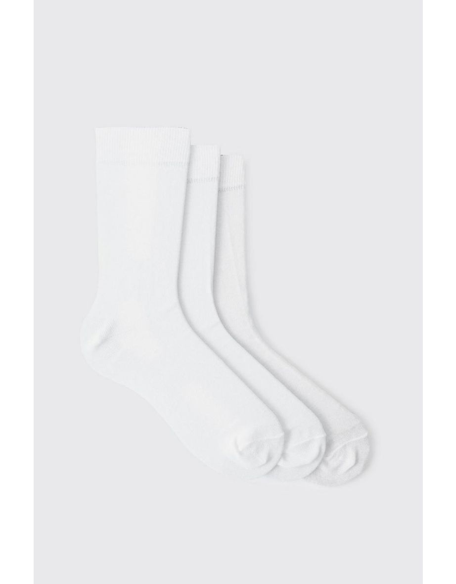 3 Pack Dress Socks - white