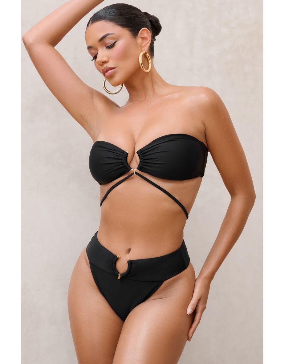 Rises | Black Embellished High Waisted Bikini Bottoms - 4