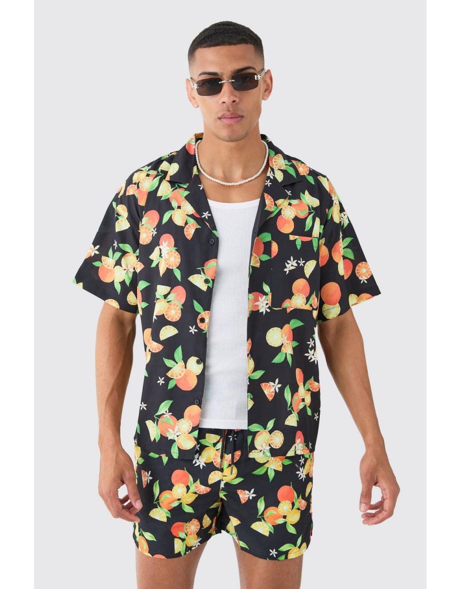 Shop Fruit Shirt Swim Short Set black Online in Qatar VogaCloset