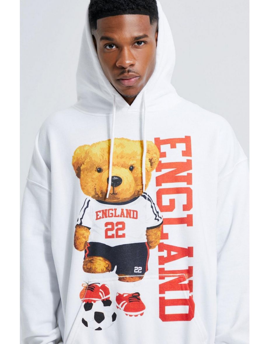 Oversized England Football Bear Hoodie - white - 2
