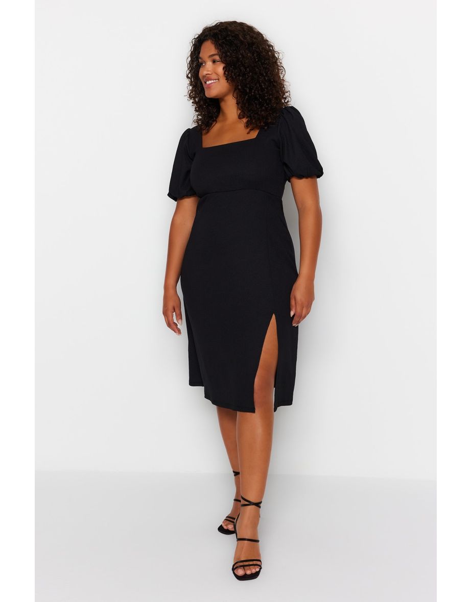 Shop Black Slit Knitted Dress Online in Oman VogaCloset