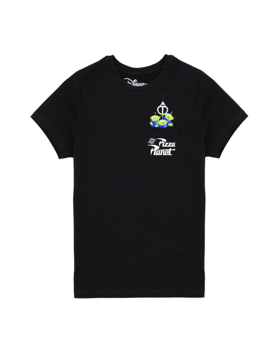 Toy Story Womens/Ladies The Claw Pizza Planet Alien Pocket Detail Boyfriend T-Shirt - Black