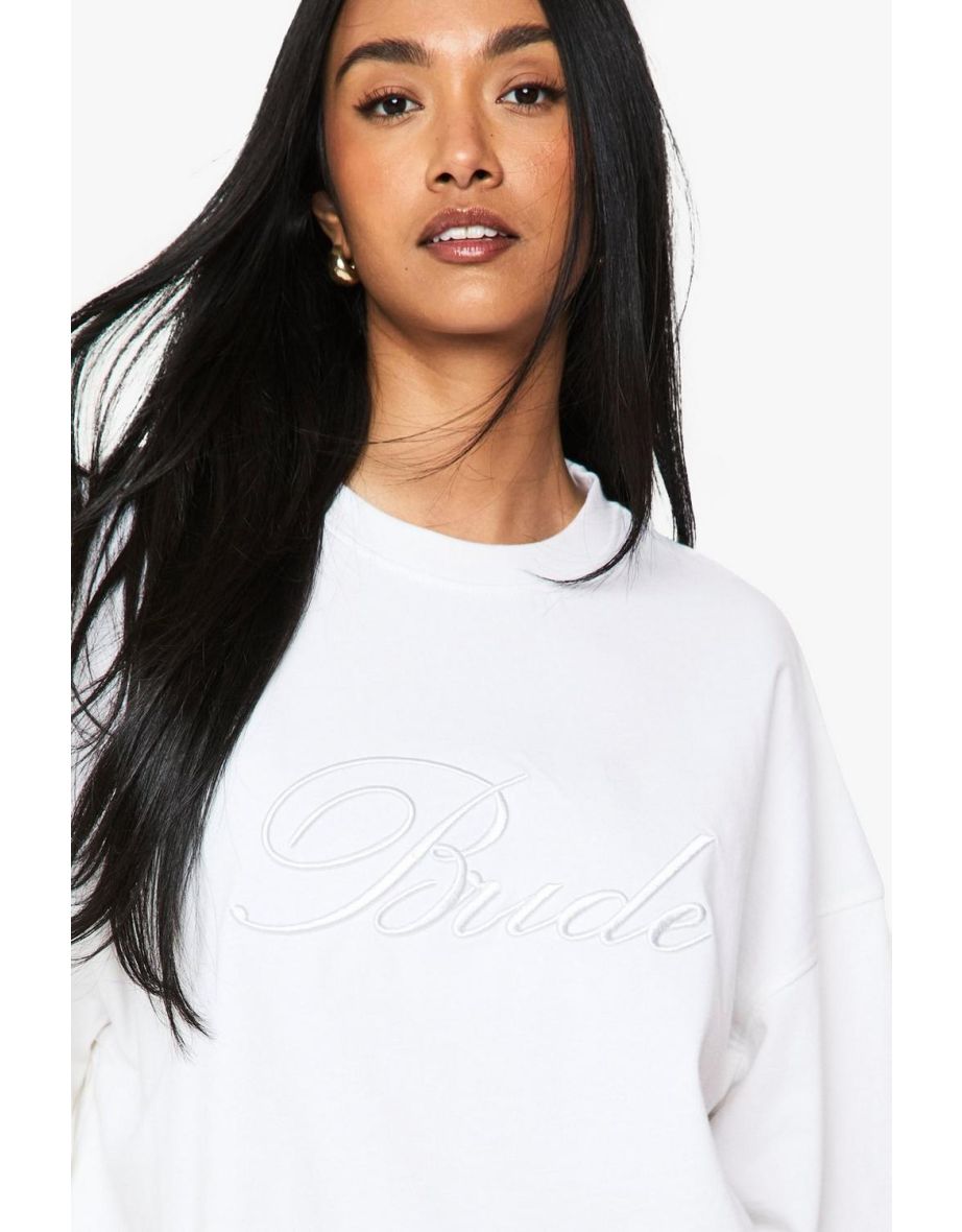 Bridal 'Bride' Embroidered Oversized T-Shirt - white - 3