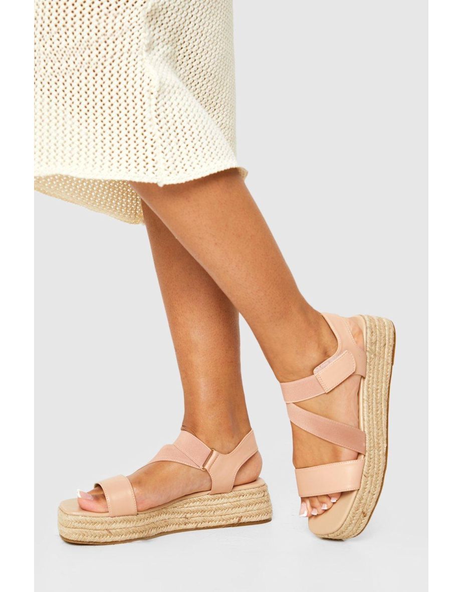 Shop Square Toe Sporty Flatform Sandals nude Online in Oman VogaCloset