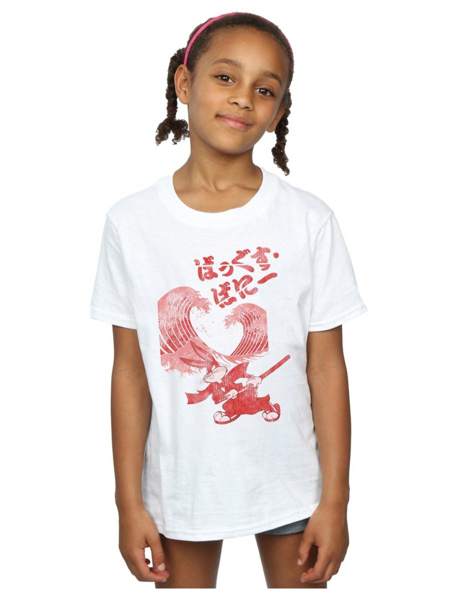 Looney Tunes Girls Bugs Bunny Shogun Cotton T-Shirt - White