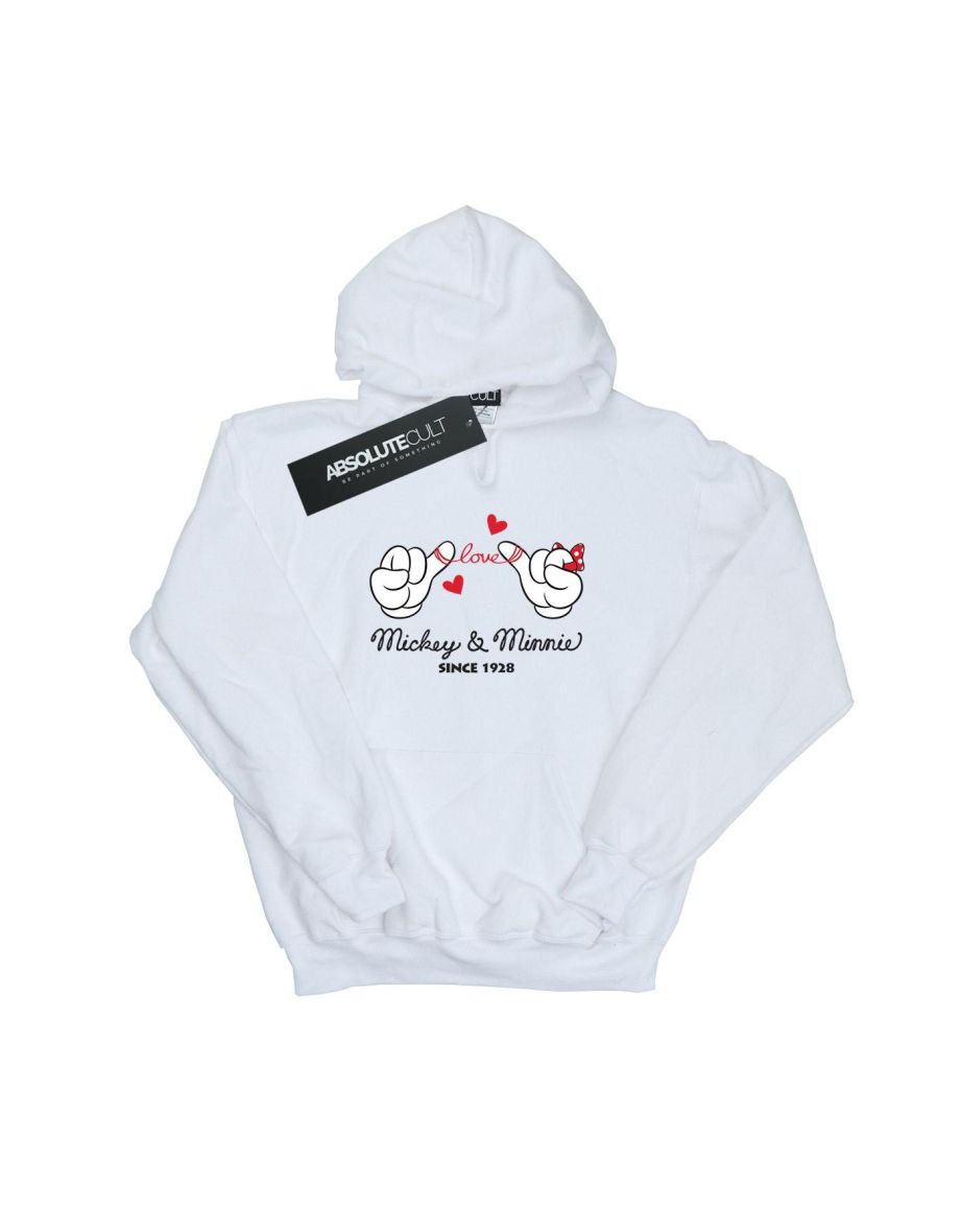 Disney Mens Mickey Mouse Love Hands Hoodie - White