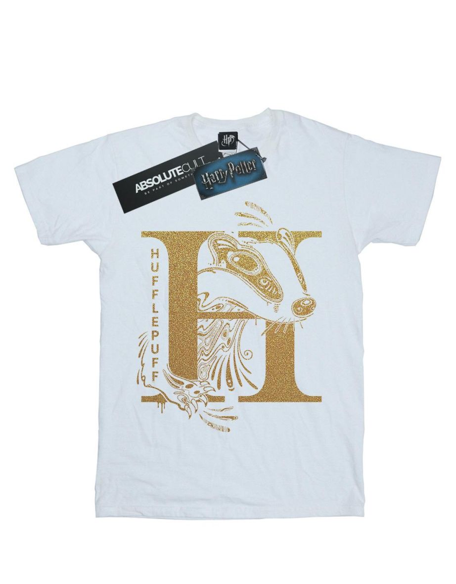 Harry Potter Boys Hufflepuff Glitter T-Shirt - White - 3