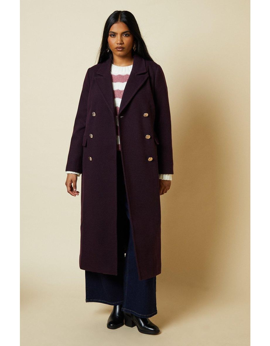 Shop Petite Military Double Breasted Maxi Coat Online in Qatar VogaCloset