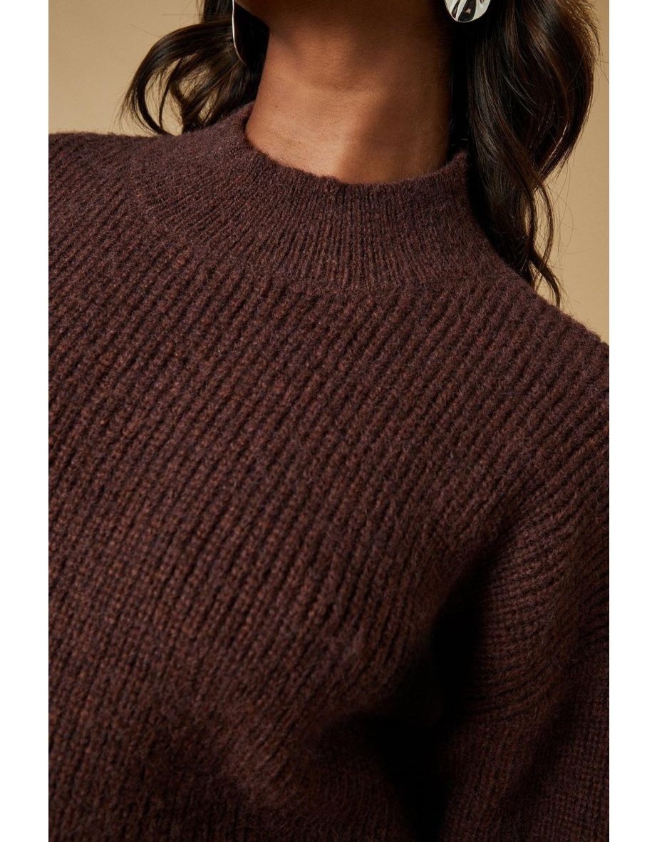 Ribbed High Neck Jumper - 3