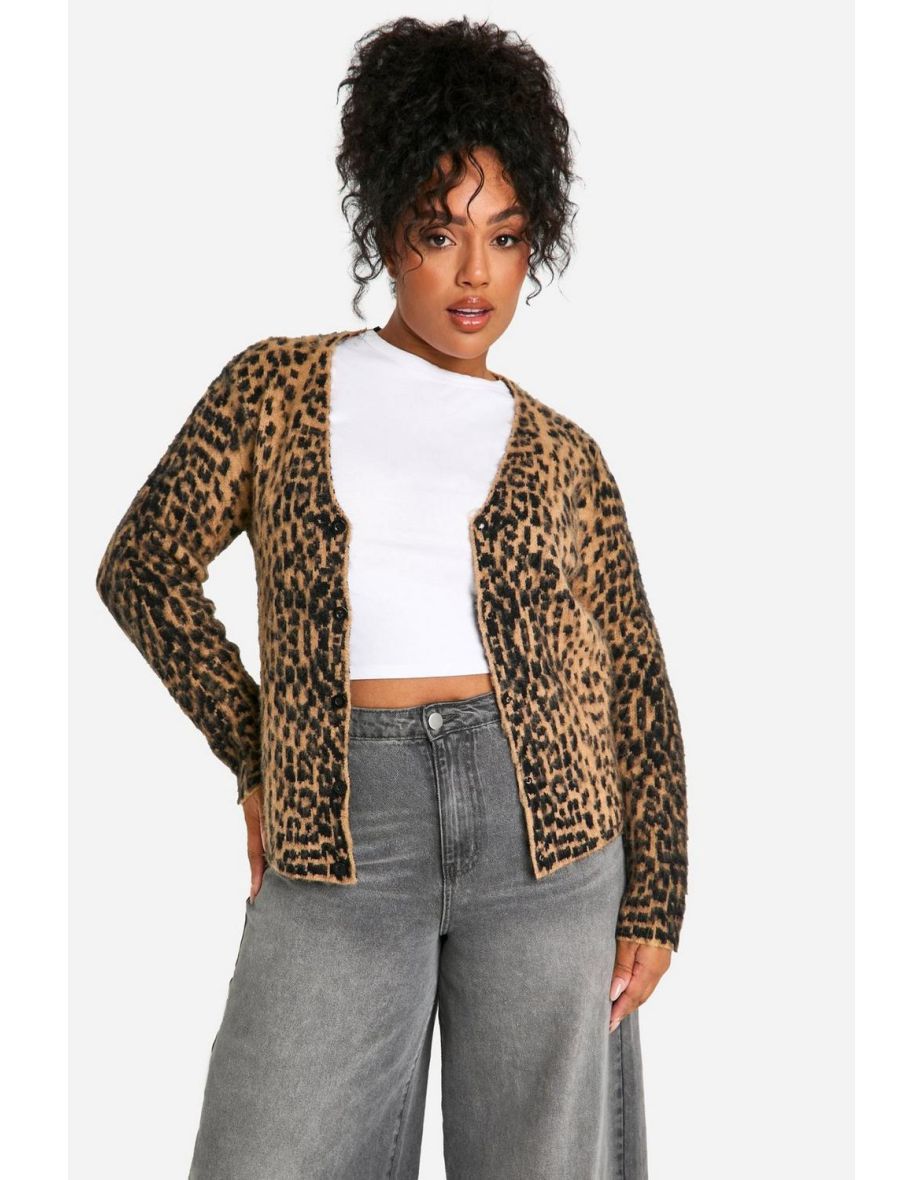 Brushed leopard cardigan best sale