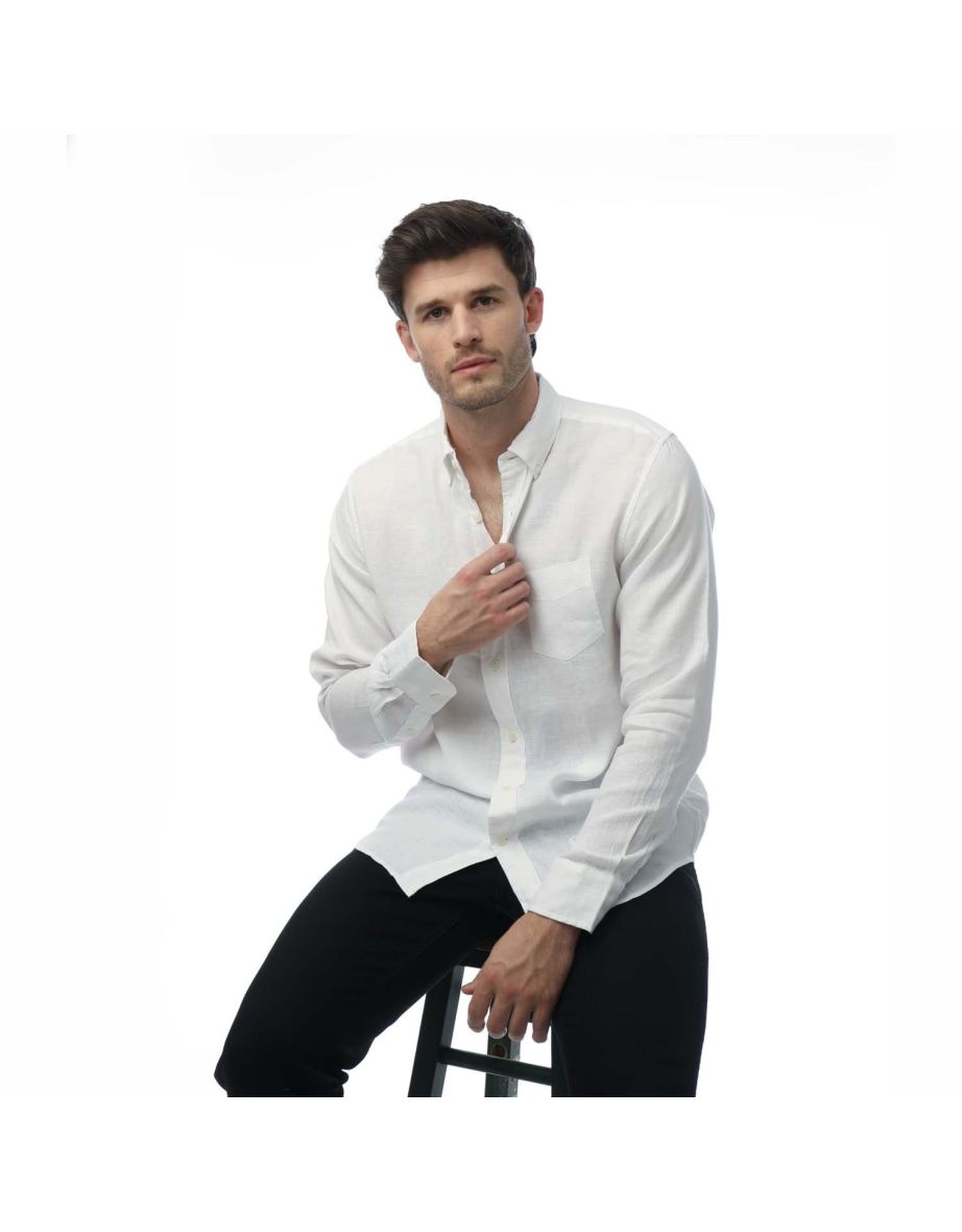 Men's Gant Regular Linen Shirt in White - 3