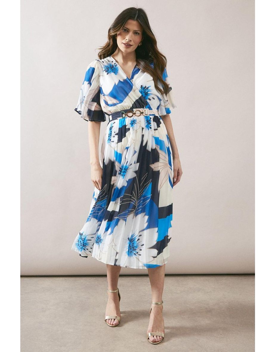 Floral Pleated Midi Dress