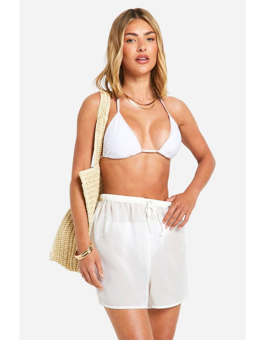White chiffon shorts outlet