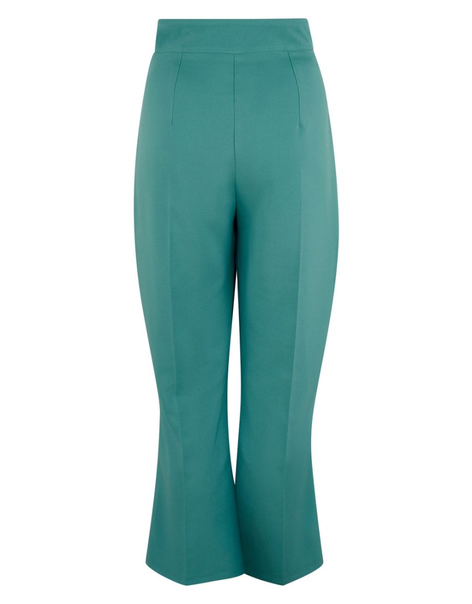 Duck Egg Bootcut Cropped Trousers - 4